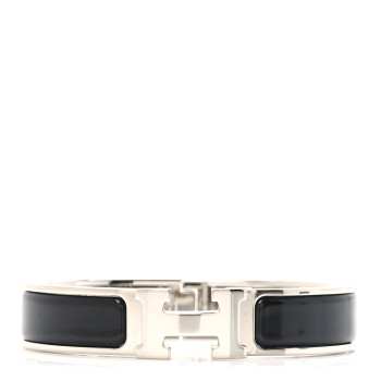 HERMES Enamel Narrow Clic Clac H Bracelet PM Black