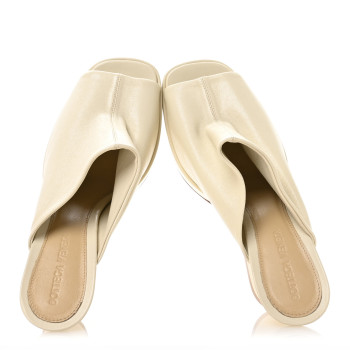 BOTTEGA VENETA Nappa Stack Mule Sandals 37 Sea Salt