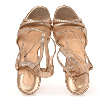 CHRISTIAN LOUBOUTIN Kid Leather Mini Glitter Audrey 100 Sandals 37 Gold