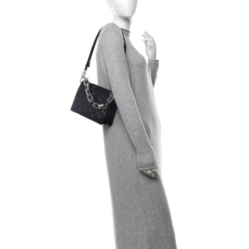 LOUIS VUITTON Lambskin Embossed Monogram Coussin BB Black