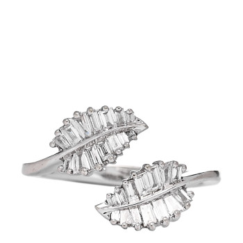 ANITA KO 18K White Gold Diamond Small Palm Leaf Ring 44 3