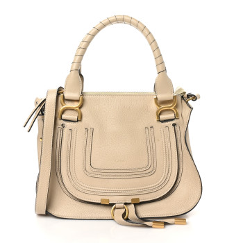 CHLOE Calfskin Small Marcie Satchel Root Beige