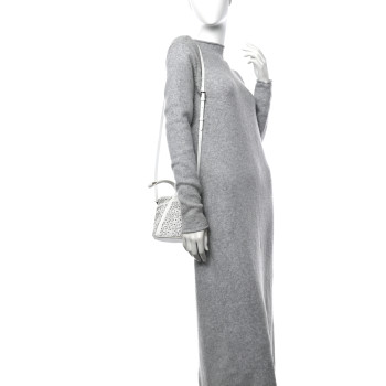 ALAIA Lizard Embossed Calfskin Flower Applique Bucket Bag White ALAIA Lizard Embossed Calfskin Flower Applique Bucket Bag White