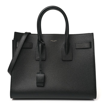 SAINT LAURENT Grained Calfskin Small Sac De Jour Black