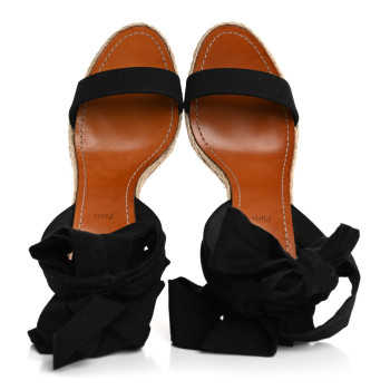 CHRISTIAN LOUBOUTIN Canvas Du Desert 110 Espadrille Wedges 41 Black