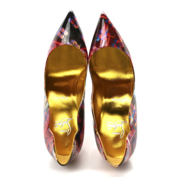 CHRISTIAN LOUBOUTIN Patent Discolaser Hot Chick 100 Pumps 37 Multicolor Lin Yellow