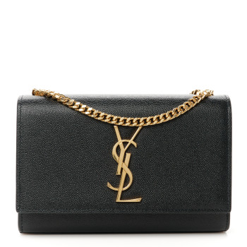 SAINT LAURENT Grain De Poudre Small Monogram Kate Satchel Black