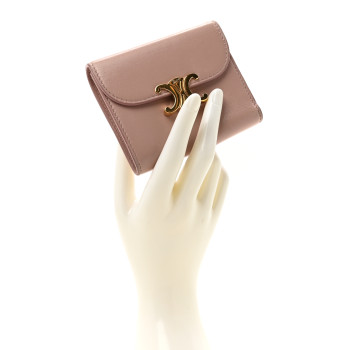 CELINE Shiny Calfskin Small Triomph Wallet Antique Rose