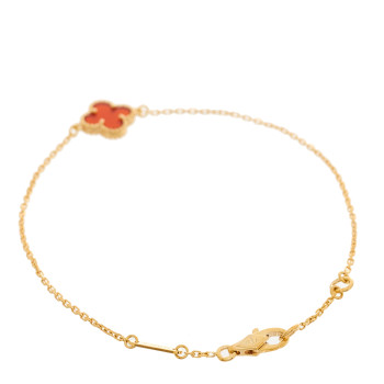 VAN CLEEF & ARPELS 18K Rose Gold Carnelian Sweet Alhambra Bracelet