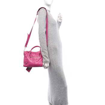 BALENCIAGA Agneau Classic Silver Hardware S City Flamingo