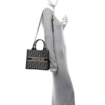 CHRISTIAN DIOR Oblique Calfskin Small Book Tote With Strap Blue Multicolor CHRISTIAN DIOR Oblique Calfskin Small Book Tote With Strap Blue Multicolor