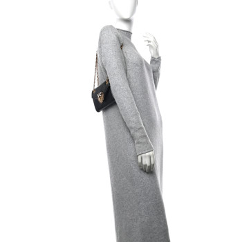 DOLCE & GABBANA Smooth Calfskin Mini Devotion Crossbody Bag Black