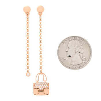 HERMES 18K Rose Gold Diamond Constance Amulettes Drop Earrings