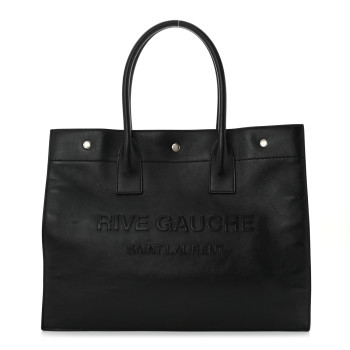 SAINT LAURENT Smooth Calfskin Rive Gauche Small Tote Black