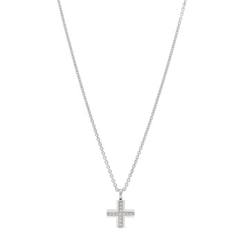 BULGARI 18K White Gold Diamond Cross Pendant Necklace BULGARI 18K White Gold Diamond Cross Pendant Necklace