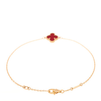 VAN CLEEF & ARPELS 18K Rose Gold Carnelian Sweet Alhambra Bracelet