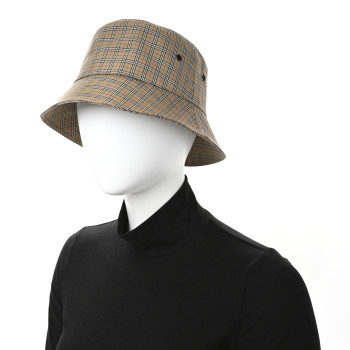 BURBERRY Technical Cotton Micro Check Bucket Hat L Archive Beige