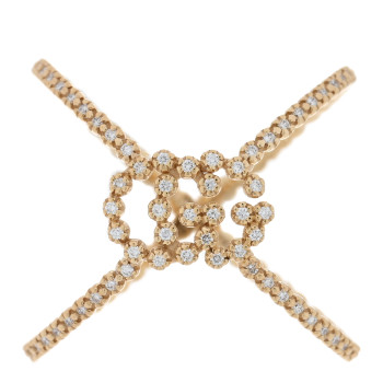 GUCCI 18K Yellow Gold Diamond Running G Cross Pave Ring 56 7.5