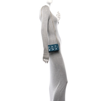 CHRISTIAN DIOR Patent Cannage Nano Lady Dior Pouch Turquoise CHRISTIAN DIOR Patent Cannage Nano Lady Dior Pouch Turquoise