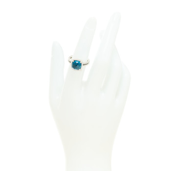 DAVID YURMAN Sterling Silver Diamond Hampton Blue Topaz 9mm Chatelaine Pave Bezel Ring 52 6 DAVID YURMAN Sterling Silver Diamond Hampton Blue Topaz 9mm Chatelaine Pave Bezel Ring 52 6