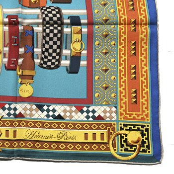 HERMES Silk Colliers de Chiens Scarf 90
