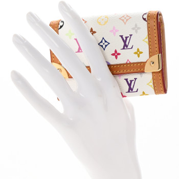LOUIS VUITTON Monogram Multicolor Porte-Monnaie Plat Coin Purse White