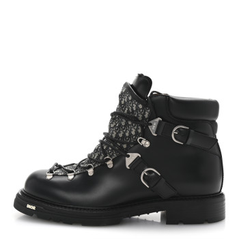 CHRISTIAN DIOR Oblique Calfskin Mens Explorer II Buckle Hiking Boots 44 Black Blue CHRISTIAN DIOR Oblique Calfskin Mens Explorer II Buckle Hiking Boots 44 Black Blue