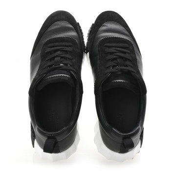HERMES Goatskin Suede Goatskin Mens Bouncing Sneakers 43.5 Black