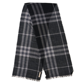 BURBERRY Wool Silk Gauze Giant Check Scarf Black