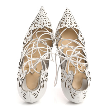 CHRISTIAN LOUBOUTIN Calfskin PVC Impera 100 Pumps 38 White