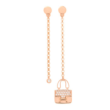 HERMES 18K Rose Gold Diamond Constance Amulettes Drop Earrings