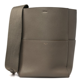 CELINE Soft Grained Calfskin Sangle Bucket Bag Taupe