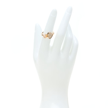 CHOPARD 18K Rose Gold Diamond Happy Hearts Ring 51 5.75