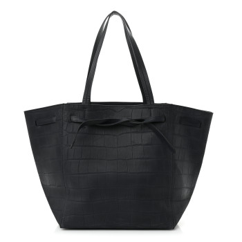 CELINE Crocodile Embossed Calfskin Medium Belt Cabas Phantom Navy