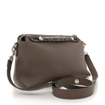 FENDI Vitello Dolce Bi-Color FF 1974 Embossed Medium By The Way Boston Bag Maya Black