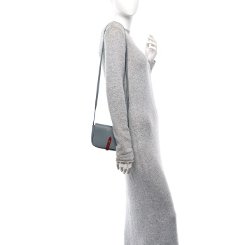 CELINE Grained Shiny Calfskin Strap Clutch Blue Red