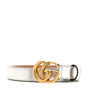 GUCCI Metallic Calfskin Double G 20mm Belt 70 28 Silver