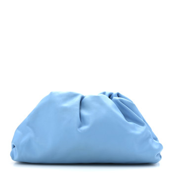 BOTTEGA VENETA Smooth Butter Calf The Pouch Oversized Clutch Sky Blue