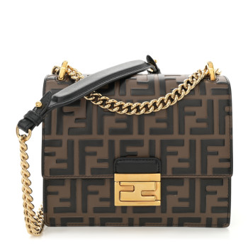 FENDI Vitello Liberty Bi-Color FF 1974 Embossed Small Kan U Shoulder Bag Maya Black