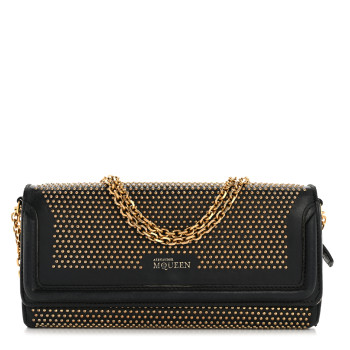 ALEXANDER MCQUEEN Calfskin Studded Wallet on Chain Black ALEXANDER MCQUEEN Calfskin Studded Wallet on Chain Black