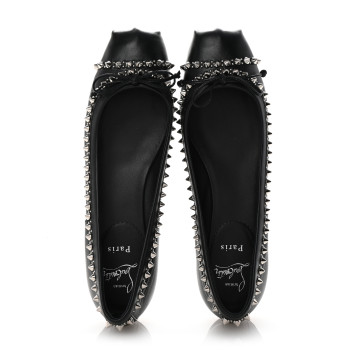 CHRISTIAN LOUBOUTIN Nappa Studded Mamadrague Flats 39.5 Black