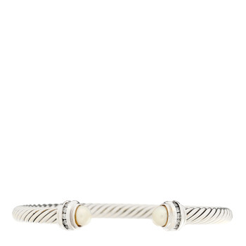 DAVID YURMAN Sterling Silver Diamond Cultured Pearl 5mm Cable Classics Princess Bracelet DAVID YURMAN Sterling Silver Diamond Cultured Pearl 5mm Cable Classics Princess Bracelet