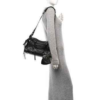 BALENCIAGA Agneau Arena Small Neo Cagole City Handbag Black