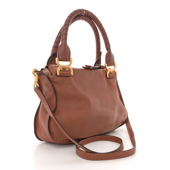 CHLOE Calfskin Small Marcie Satchel Tan
