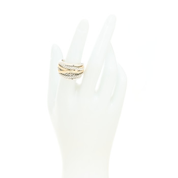 DAVID YURMAN Sterling Silver 14K Yellow Gold Wide Crossover Ring 54 7 DAVID YURMAN Sterling Silver 14K Yellow Gold Wide Crossover Ring 54 7