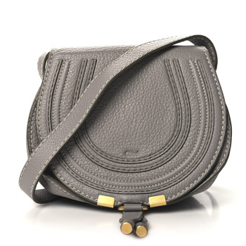 CHLOE Calfskin Mini Marcie Round Crossbody Bag Cashmere Grey