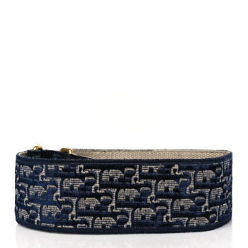 CHRISTIAN DIOR Velvet Oblique Shoulder Strap Blue CHRISTIAN DIOR Velvet Oblique Shoulder Strap Blue