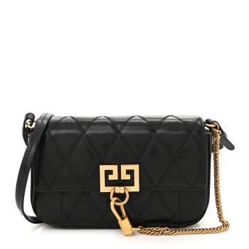GIVENCHY Goatskin Quilted GV3 Mini Pocket Convertible Bag Black