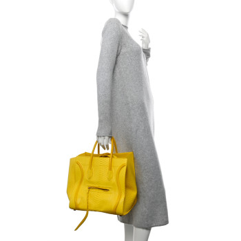 CELINE Snakeskin Medium Phantom Luggage Yellow