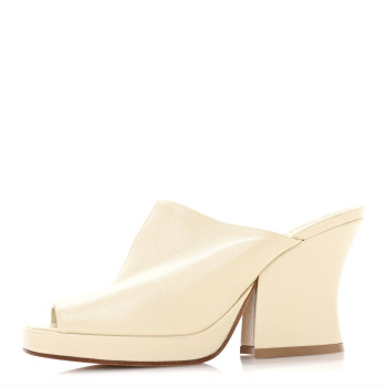 BOTTEGA VENETA Nappa Stack Mule Sandals 37 Sea Salt